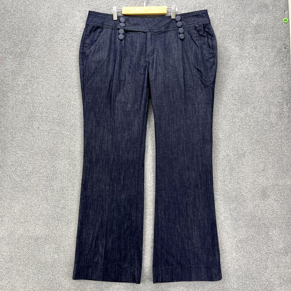 Flamingo Jeans Women XXL Blue double breasted pocket button‎ wide leg mid rise